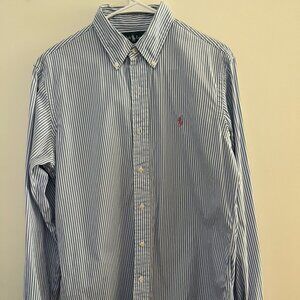 Ralph Lauren Blue Label Vintage Polo Button Down Blue and White Sz Medium